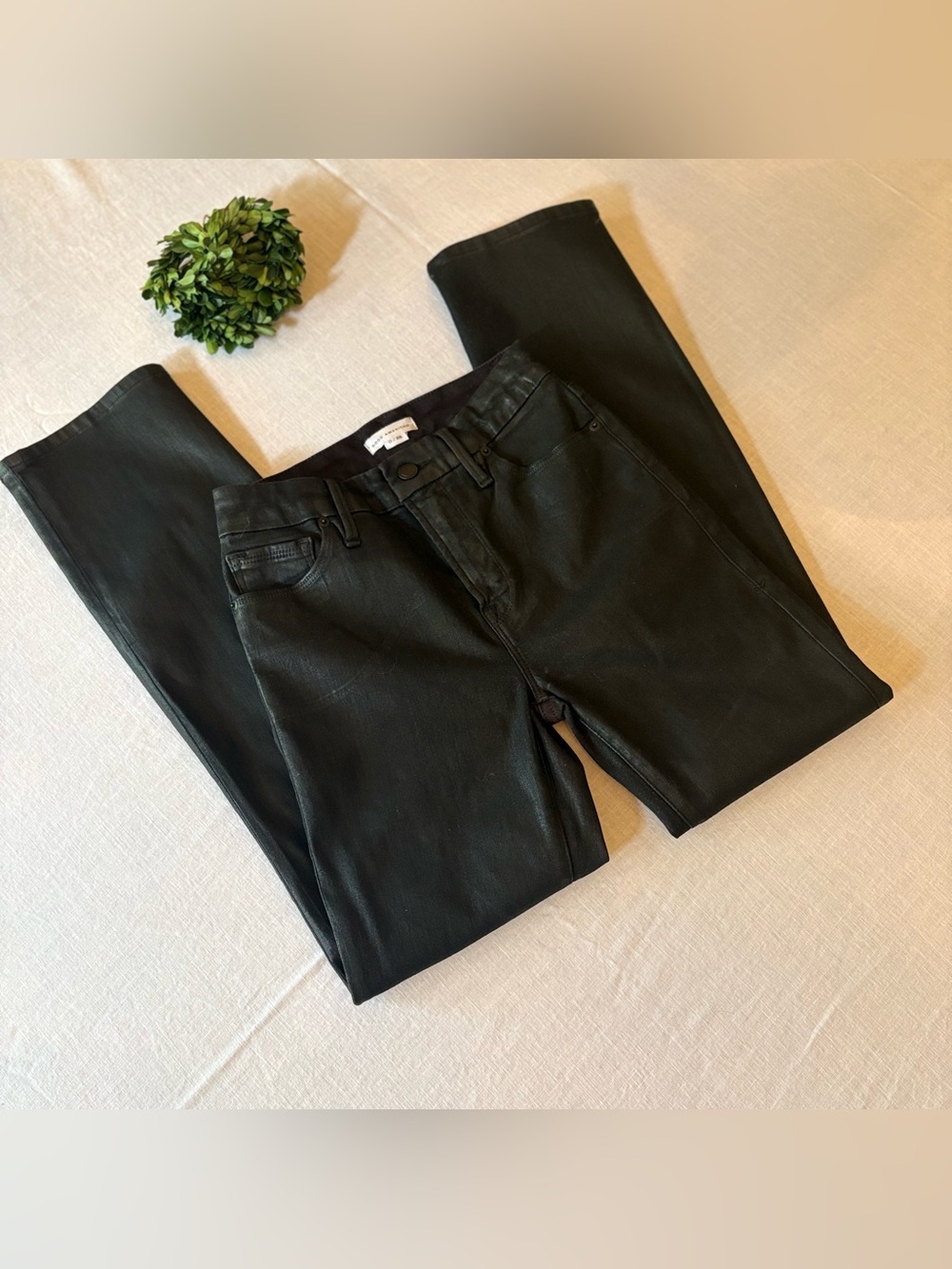 Good American Black High-Shine Skinny Faux Leather Jeans - Picture 1 of 10